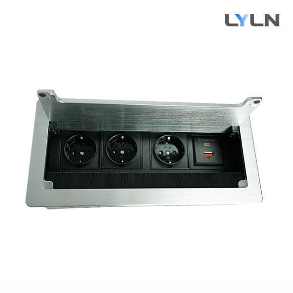 PSS-11 hộp ổ cắm âm bàn lật có chổi chống bụi